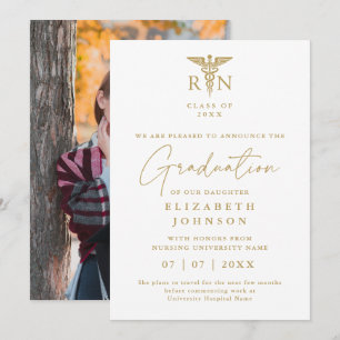 Gold RN Nursing Graduation Photo Announcement