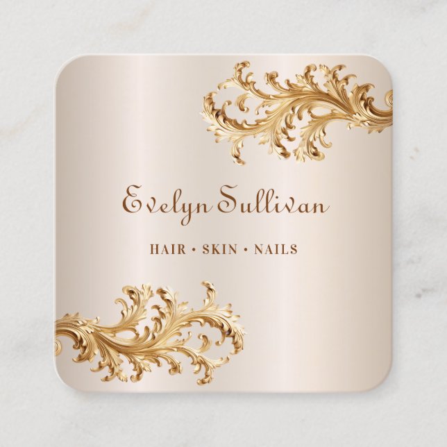 Gold rococo ornaments business card (Front)