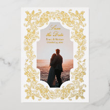 Gold Rococo Photo Save the Date