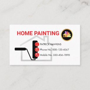 Gold Roller Brush Painting Button Icons Business Card