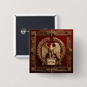 Gold Roman Imperial Eagle over Red No.4 2 Inch Square Button