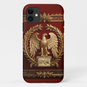 Gold Roman Imperial Eagle over Red No.4 iPhone 11 Case