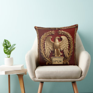 Gold Roman Imperial Eagle over Red No.4 Throw Pillow