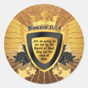 Gold Romans 8:14, Sons of God Classic Round Sticker