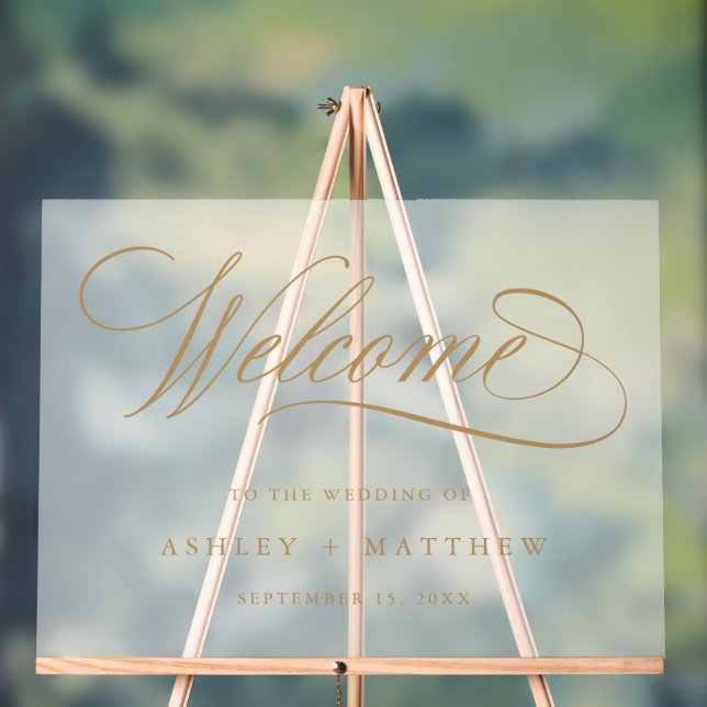 Gold Romantic Calligraphie Mariage Accueil Froid (Neutre)
