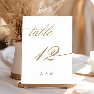 Gold Romantic Calligraphy Wedding Number 12, Table Number