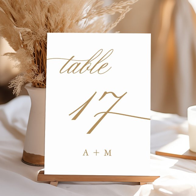 Gold Romantic Calligraphy Wedding Number 17, Table Number (Creator Uploaded)