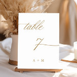 Gold Romantic Calligraphy Wedding Number 7, Table Number<br><div class="desc">Table 7. Please check all available numbers. | Romantic and elegant swirly calligraphy wedding table number with monograms.  For more advanced customization of this design,  please click the BLUE DESIGN TOOL BUTTON above!</div>