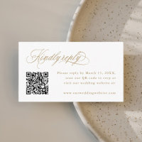 Gold Romantic Calligraphy Wedding QR Code RSVP 