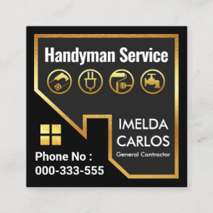 Gold Roof Handyman Tools Building Square Business Card