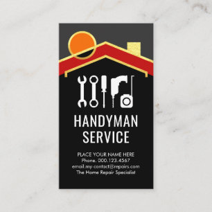 Gold Roof Sun Building Handyman Tools Business Card