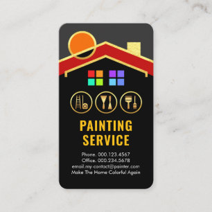 Gold Roof Sun Building Painting Tools Business Card