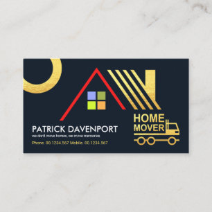 Gold Roof Towed by Home Moving Truck #ZazzleMade Business Card