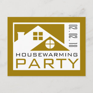 Gold Rooftop, Housewarming Party Invitation Postcard