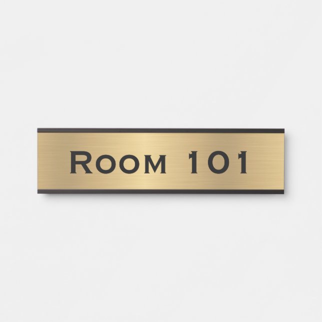 Gold Room Number Door Sign Hotel Office Building (Front)