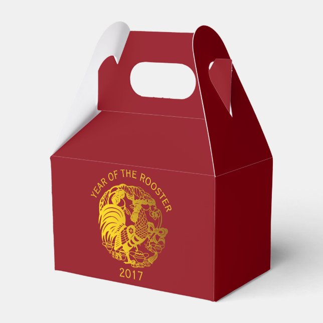 Gold Rooster Chinese custom Year corporate Favour  Favor Box (Back Side)