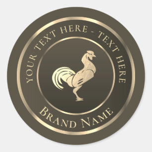 Gold Rooster Logo Classic Round Sticker