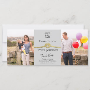 Gold Rope Knot Split Photo Grey Save the Date