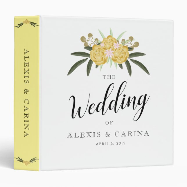 Gold Rose & Botanical Leaves Binder (Front/Spine)