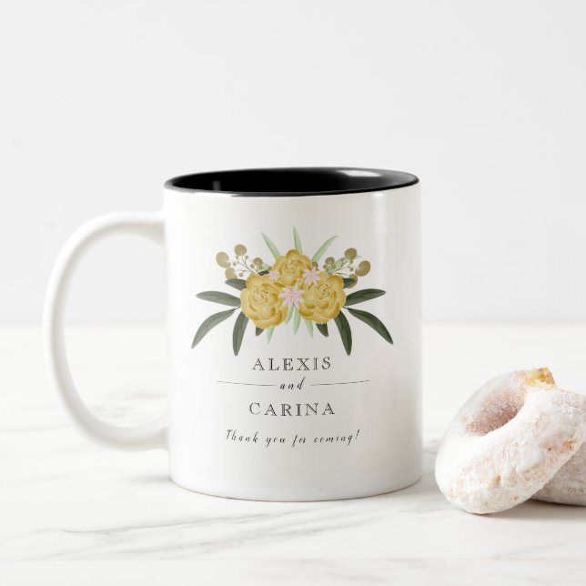 Gold Rose & Botanical Leaves Mug (With Donut)