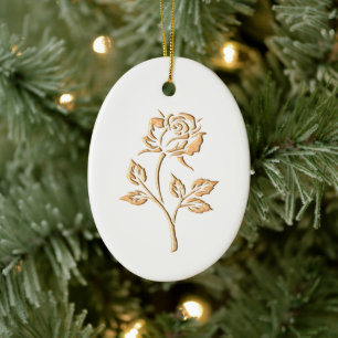 Gold Rose Ceramic Ornament