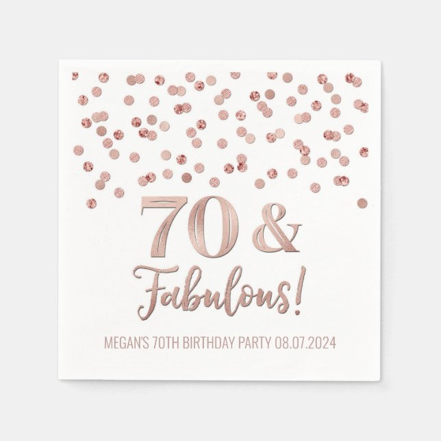 Gold Rose Confetti 70 & Fabulous Napkin (Front)