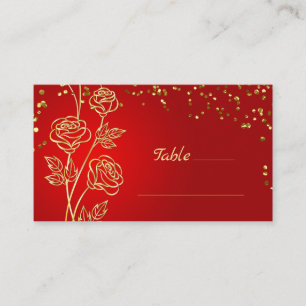 Gold Rose Confetti  Place Card