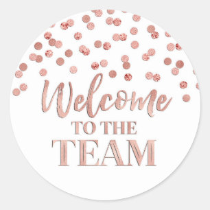 Gold Rose Confetti Welcome to the Team  Classic Round Sticker