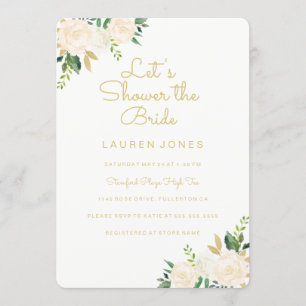 Gold Rose Floral Élégante Invitation de douche nup
