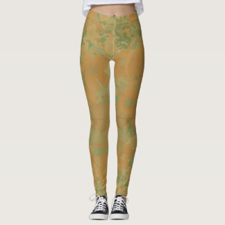 Gold & Rose Floral & Plaid Leggings