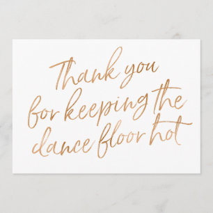 Gold Rose Hand Lettered "Thank you" DJ, Musician Thank You Card