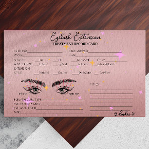 Gold Rose Lash Client Record Script Calligraphy