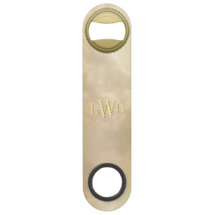 Gold Rose Marble and Bottle Cap Monogram Bar Key