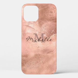 Gold Rose Marble -  Elegant Monogram iPhone 12 Pro Case