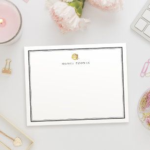 Gold rose minimalist personalized Stationery Card