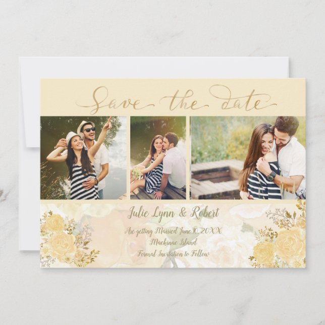 Gold Rose Photo Save the Date (Front)