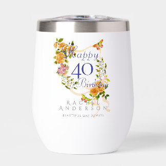 Gold Rose Ribbon 40th Birthday