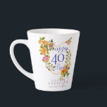 Gold Rose Ribbon 40th Birthday Latte Mug<br><div class="desc">Lovely and elegant rose with butterfly.</div>