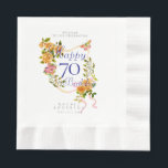 Gold Rose Ribbon 70th Birthday Napkin<br><div class="desc">Beautiful chic napkin design with ribbon,  roses
and butterfly. Created a lovely dining experience
for your guests. This design also comes will
a comparable paper plate and paper cup.</div>
