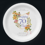 Gold Rose Ribbon 70th Birthday Paper Plate<br><div class="desc">Beautiful chic paper plate design with ribbon,  roses
and butterfly. Created a lovely dining experience
for your guests. This design also comes will
a comparable paper cup and napkin.</div>
