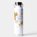 Gold Rose Ribbon 70th Birthday Water Bottle<br><div class="desc">Beautiful chic water bottle with ribbon,  roses
and butterfly design which makes a perfect personalized gift for any female guest or birthday girl.</div>