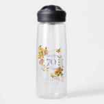 Gold Rose Ribbon 70th Birthday Water Bottle<br><div class="desc">Beautiful chic water bottle with ribbon,  roses
and butterfly design which makes a perfect personalized gift for any female guest or birthday girl.</div>