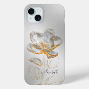Gold Rose Silver Add Name  iPhone 15 Mini Case