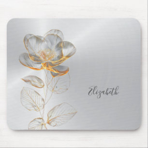 Gold Rose Silver Add Name  Mouse Pad