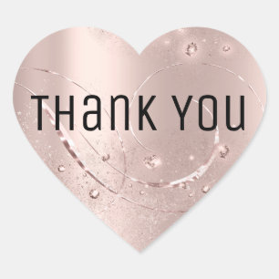 Gold Rose Spark Thank You Name Thank You Heart Sticker