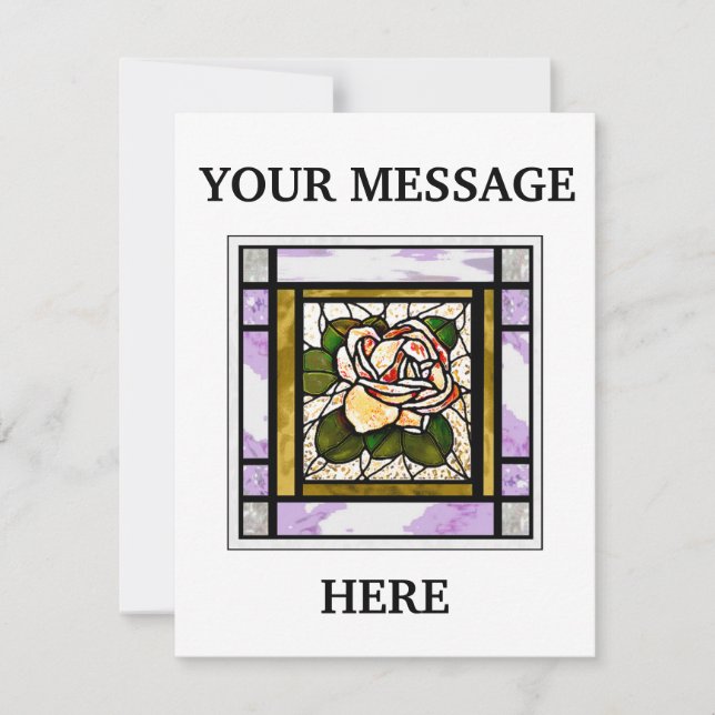 Gold Rose Stained Glass Art Deco Personalized  Card (Front)