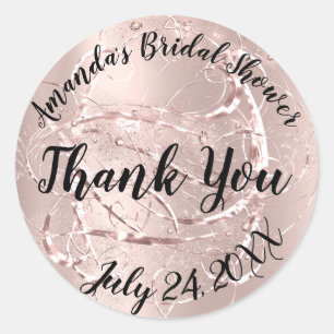 Gold Rose Strokes  Thank You Sweet Bridal Shower Classic Round Sticker