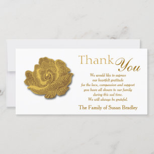 Gold Rose Tapestry Sympathy Thank You custom stamp Card