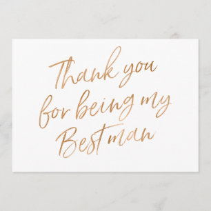 Gold Rose "Thank you for being my best man" Thank You Card