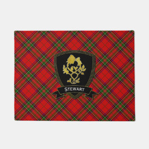 Gold Rose Thistle Tartan Plaid Doormat